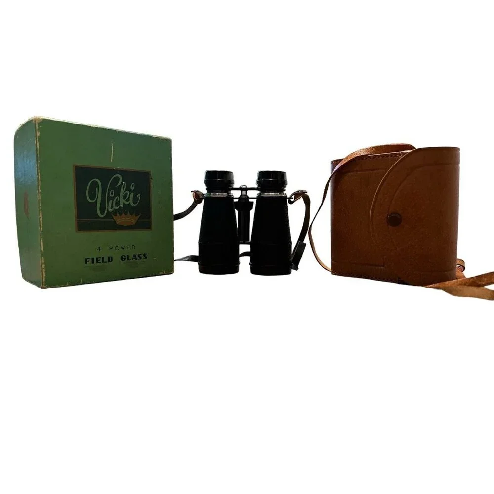 Vicki Field Glass Binoculars 4X40 Black With‎ Original Leather Case And Box VTG